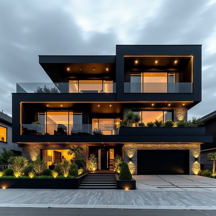 Sleek Black Architecture